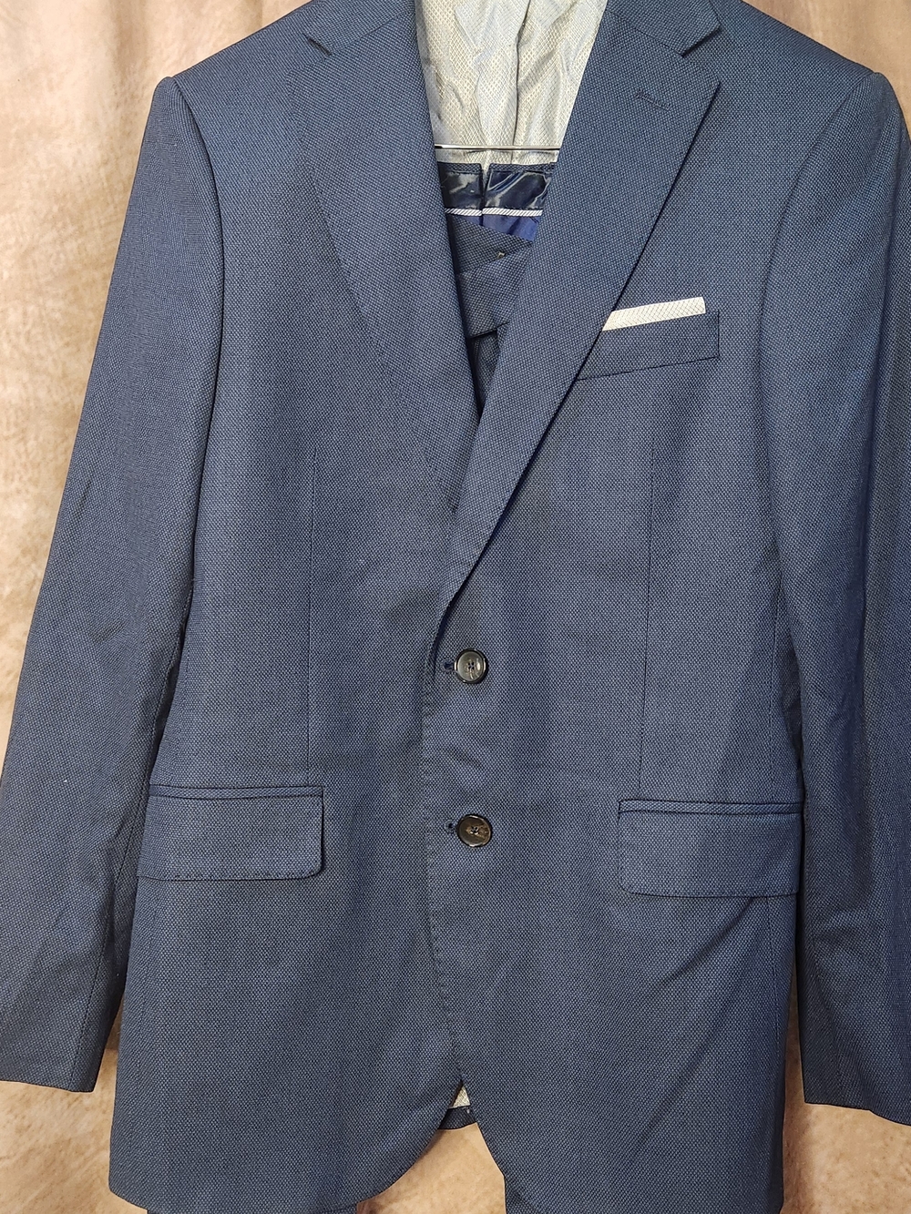 ZARA MAN Slim Fit Suit – Blue Textured – Blazer & Pants Set – EU 50 / US 40 - Picture 13 of 14